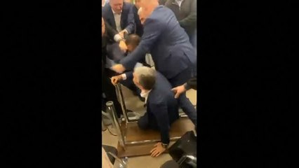 Download Video: Los parlamentarios de Georgia se enzarzan en una pelea con empujones y puñetazos