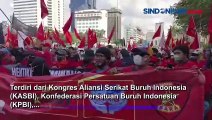 Massa Aliansi Buruh Penuhi Kawasan Patung Kuda, Jakarta Pusat