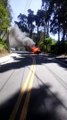 Vehículo arde en llamas carretera a Muxbal