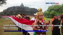 Merah Putih 1.000 Meter Membentang di Candi Borobudur Sambut Hari Lahir Pancasila