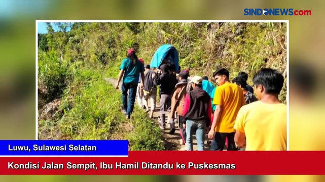 Kondisi Jalan Sempit, Ibu Hamil di Luwu Utara Ditandu ke Puskesmas
