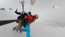 Ergan Dağı'nda adrenalin dolu 'göl manzaralı' yamaç paraşütü