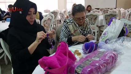 Deprem bölgesi için örgü seferberliği