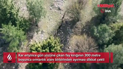 Kar, eridi 300 metrelik fay kırığı ortaya çıktı
