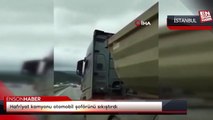 Çekmeköy'de korku dolu anlar: Hafriyat kamyonu otomobil şoförünü sıkıştırdı
