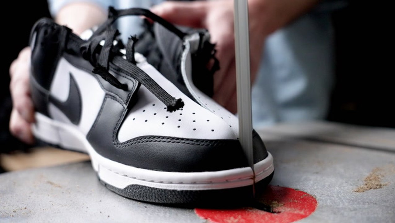 Slicing Nike Dunks in half to see if they're worth the price