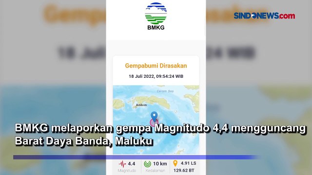 Gempa Magnitudo 4,4 Guncang Banda Maluku, BMKG: Hati-hati Gempa Susulan