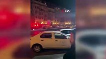 O anlar cep telefonu kamerasında! Beyoğlu’nda taksi alev alev yandı
