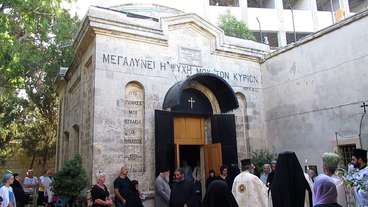 JERUSALEM-SINA 2019, church service in the Church of the Virgin Mary in the Little Galilee on the Mount of Olives