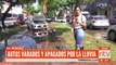 Vehículos quedaron varados en medio de las calles por las intensas lluvias registradas en Santa Cruz de la Sierra