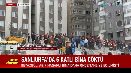 Şanlıurfa'da depremde hasar alan 6 katlı bina çöktü