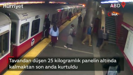 ABD'de tavandan düşen 25 kilogramlık panelin altında kalmaktan son anda kurtuldu