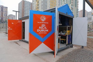 Talas Belediyesi'nden acil durum konteyneri: Şehrin önemli noktalarına yerleştirmeye başladı