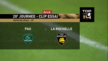 TOP 14 - Essai de Daniel IKPEFAN (SP) - Section Paloise - Stade Rochelais - Saison 2022:2023