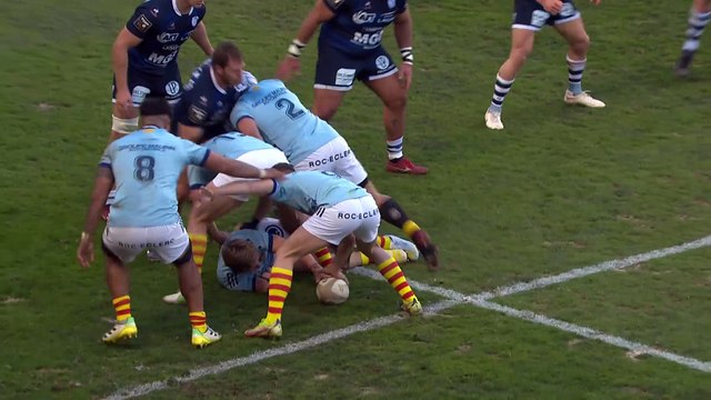 TOP 14 - Essai de Lucas DUBOIS (USAP) - USA Perpignan - Aviron Bayonnais - Saison 2022:2023