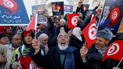 مظاهرة لجبهة الخلاص الوطني في تونس تطالب بالإفراج عن المعتقلين