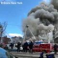 WARNING: Firefighters are battling a massive fire at Concourse Food Plaza  Bronx | NewYork
