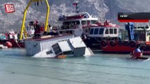 Depremin vurduğu İskenderun'da lodosun ardından balıkçı tekneleri battı