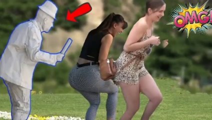 Scary Human Statue Prank