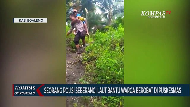 Seorang Polisi Seberangi Laut Bantu Warga Berobat di Puskesmas