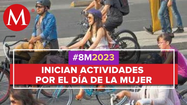 En Edomex, mujeres integrantes de 'Bicionarias' pedalean en tacones y vestido por 8M