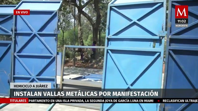 Instalan vallas metálicas en Hemiciclo a Juárez previo a movilizaciones del 8M
