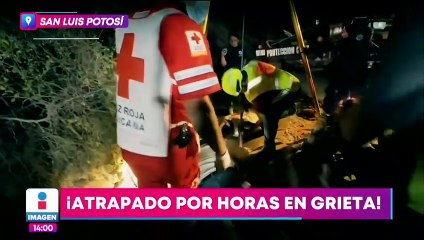 Rescatan a abuelito que cayó a una grieta en San Luis Potosí
