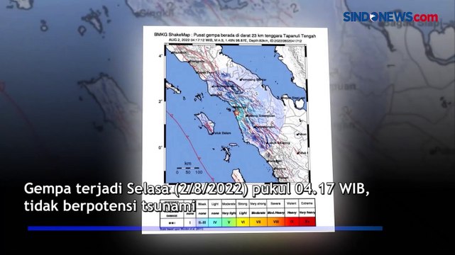 Gempa Magnitudo 4,9 Guncang Tapanuli Tengah