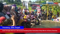 Unik! Peringati HUT ke-77 RI Pemuda Pemalang Gelar Perlombaan Ninja Warrior di Danau Dawuhan