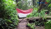 Peringati HUT ke-77 RI, Mahasiswa Banten Bentangkan Bendera Sepanjang 25 di Atas Gunung