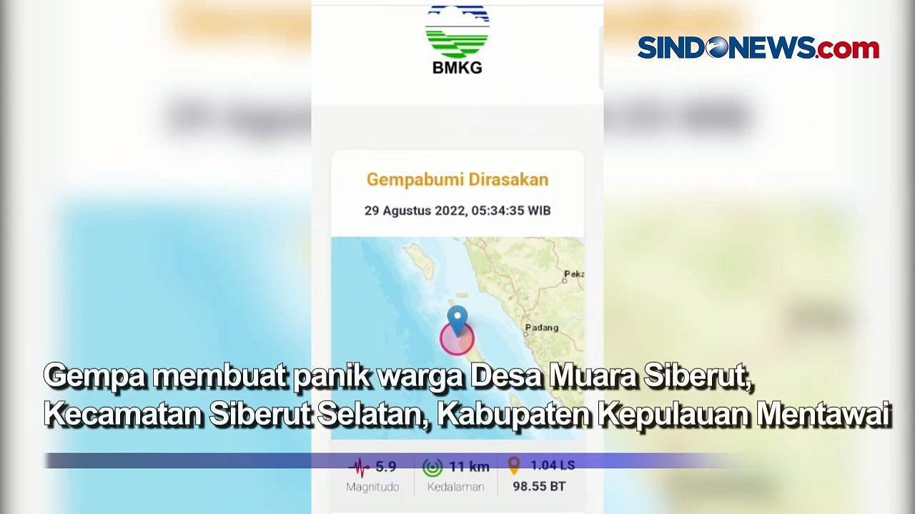 Gempa M 5,8 Guncang Siberut Barat, Warga Panik