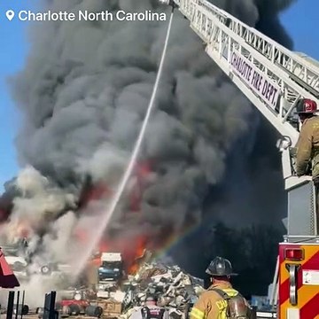 WARNING: Firefighters are battling a huge metal scrap yard fire Charlotte | NorthCarolina