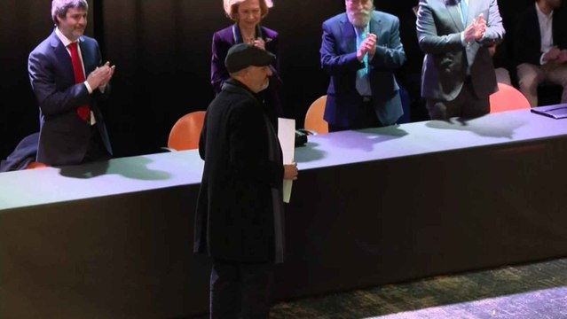 La rEmérita, en la entrega de premios Reina Sofía de Pintura y Escultura.