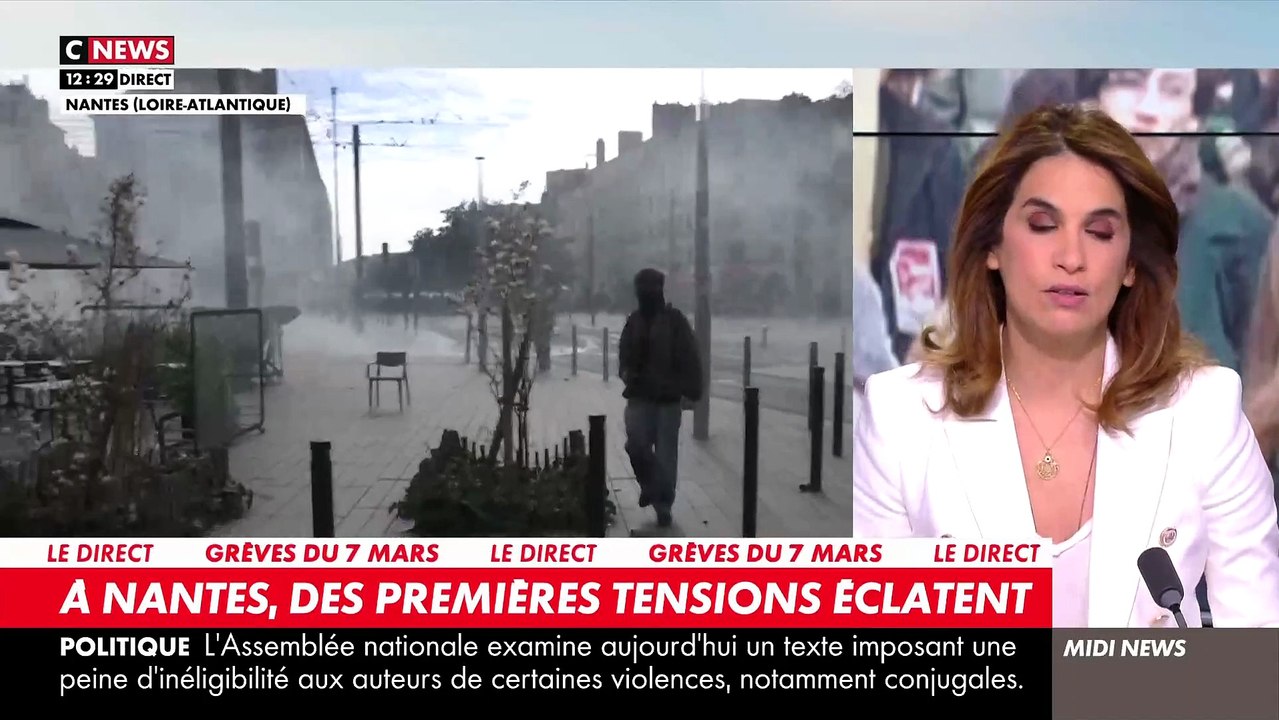 La France à l'arrêt ? - Incidents dans le centre-ville de Nantes ce midi entre les forces de l'ordre et des manifestants