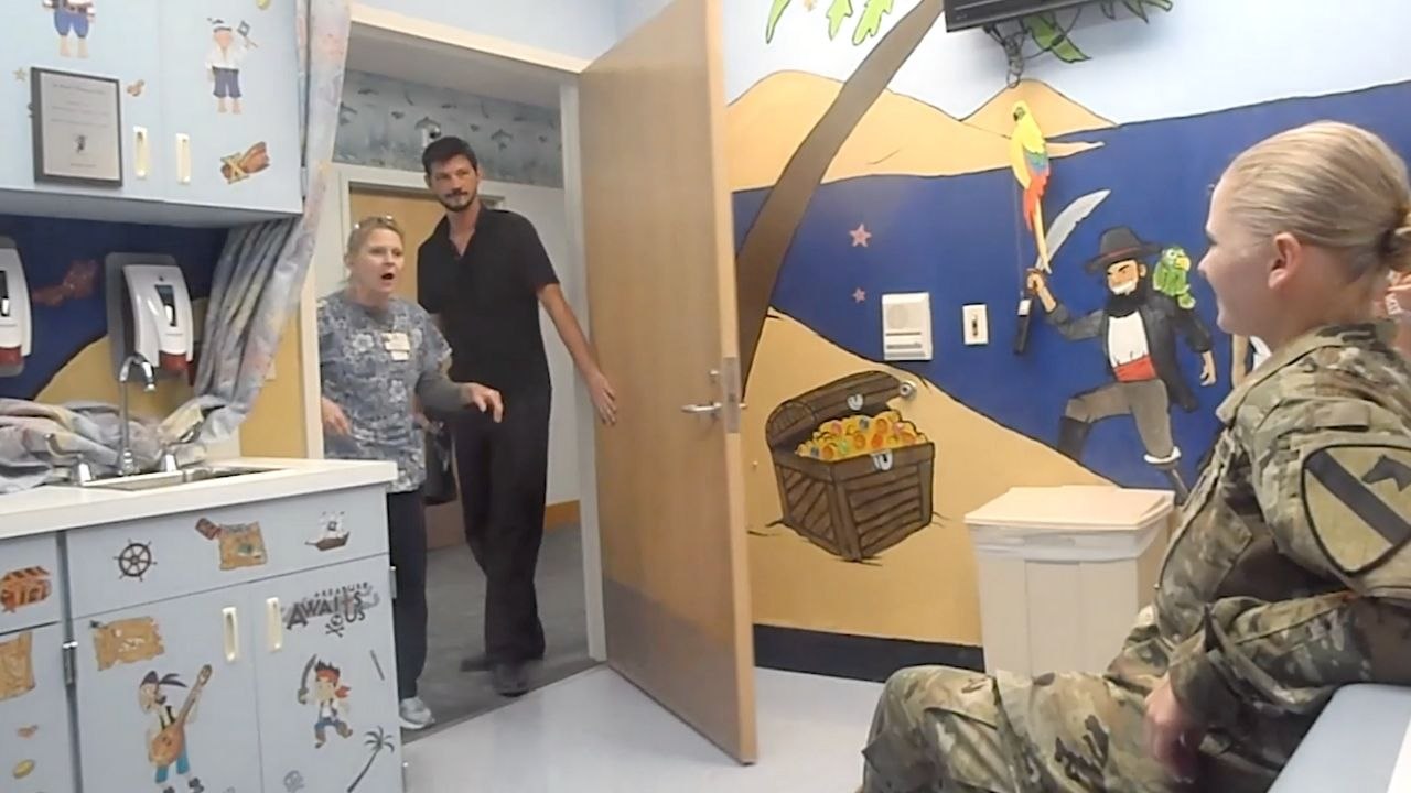Daughter Poses As Patient To Surprise Mom Before First Deployment