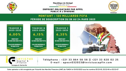 Appel public à l'épargne pour investissement - Le Sénégal recherche 120 milliards de FCFA