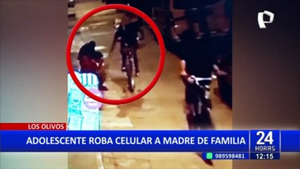 Los Olivos: adolescente en bicicleta roba celular de madre de familia
