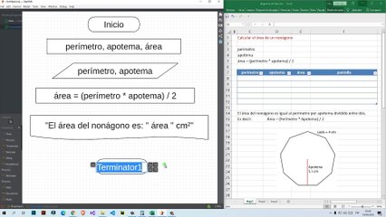Diagrama de Flujo: Calcular el área de un nonágono