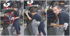 Trabajadora intenta manipular su celular mientras cocina y este cae a la freidora