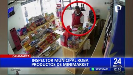 Cajamarca: Inspector de Transporte fue captado robando productos de minimarket