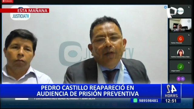 Pedro Castillo reaparece en audiencia sobre 36 meses de prisión preventiva en su contra