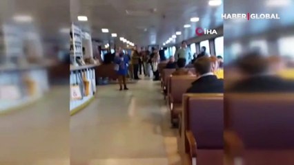 Vapurda köpek krizi kamerada: Kaptan seferi iptal etti