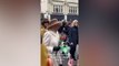 Moment Queen Consort handed Burger King crown on Colchester visit