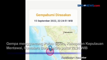 Gempa Magnitudo 5,1 Gemparkan Warga Pulau Sipora