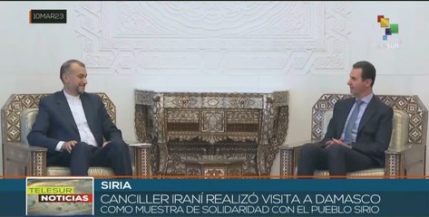 Canciller de Irán ratifica su apoyo a Siria