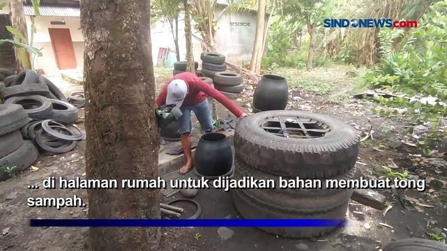 Seorang Ibu Rumah Tangga Sukses Ubah Ban Bekas Menjadi Tong Sampah