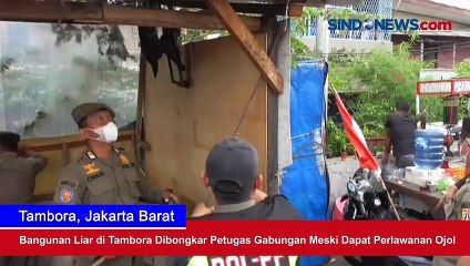 Bangunan Liar di Tambora Dibongkar Petugas Gabungan Meski Dapat Perlawanan Ojol