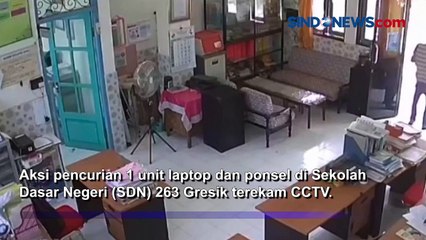 Aksi Maling Laptop dan Ponsel di Gresik Terekam CCTV dan Viral di Media Sosial