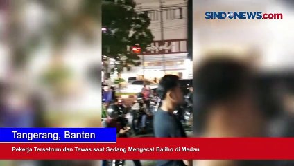 Pekerja Tersetrum dan Tewas saat Sedang Mengecat Baliho di Medan