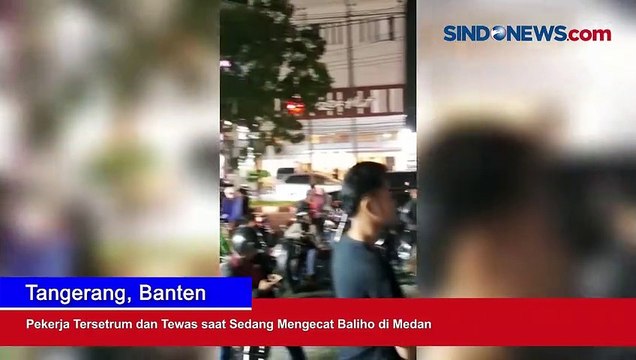 Pekerja Tersetrum dan Tewas saat Sedang Mengecat Baliho di Medan